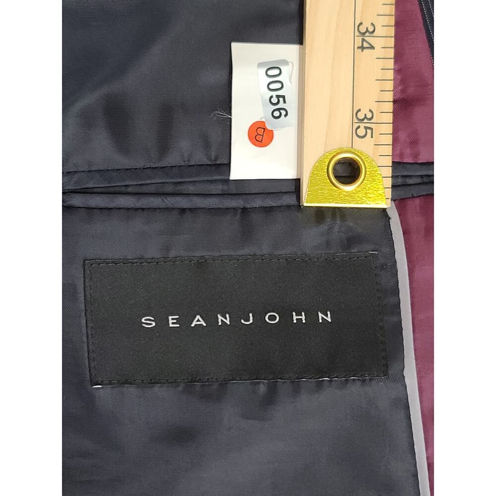 Sean John Navy blue pinstripe suit 48R Classic Boxy board room wedding guest - Picture 6 of 8